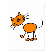 Strichmännchen-Katzen-T-Shirts und Geschenke Postkarte