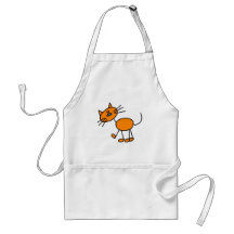 Strichmännchen-Katzen-T-Shirts und Geschenke Schürzen