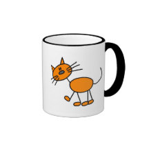 Strichmännchen-Katzen-T-Shirts und Geschenke Teetasse