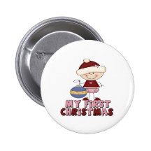 Strichmännchen-Mädchen-erstes Weihnachten-ROSA Buttons