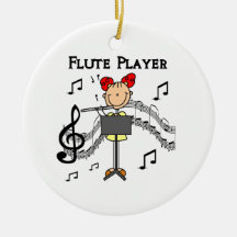 Strichmännchen-Mädchen-Flöten-Spieler-T-Shirts und Weihnachtsbaum Ornamente