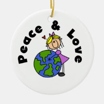 Strichmännchen-Mädchen-Frieden und Liebe-T-Shirts  Ornamente