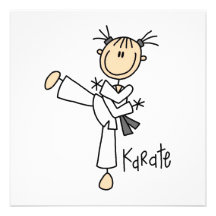 Strichmännchen-Mädchen-Karate-T-Shirts und Geschen Personalisierte Einladungen