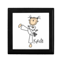 Strichmännchen-Mädchen-Karate-T-Shirts und Geschen Erinnerungskiste