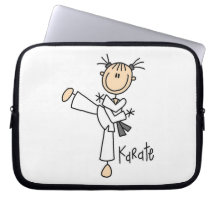 Strichmännchen-Mädchen-Karate-T-Shirts und Geschen Computer Sleeve Schutzhülle