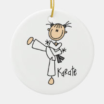 Strichmännchen-Mädchen-Karate-T-Shirts und Geschen Ornament