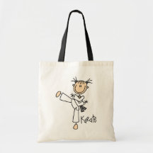 Strichmännchen-Mädchen-Karate-T-Shirts und Geschen Tasche