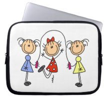 Strichmännchen-Mädchen-springendes Seil Laptop Sleeve Schutzhülle