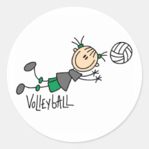 Strichmännchen-Mädchen-Volleyball-T-Shirts und Ges Runder Sticker