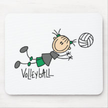 Strichmännchen-Mädchen-Volleyball-T-Shirts und Ges Mauspads