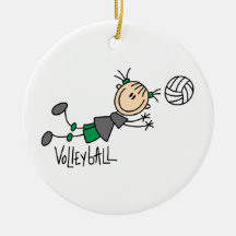 Strichmännchen-Mädchen-Volleyball-T-Shirts und Ges Weihnachtsbaum Ornament