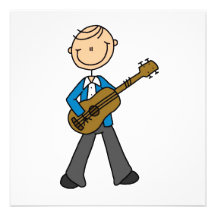 Strichmännchen-männliche Gitarren-Spieler-T-Shirts Einladungskarte