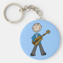 Strichmännchen-männliche Gitarren-Spieler-T-Shirts Schlüsselanhänger