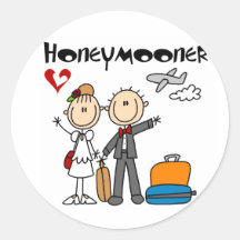 Strichmännchenhoneymooner-T-Shirts und Geschenke Runde Sticker