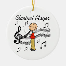 Strichmännchenmännliche Clarinet-Spieler-T-Shirts  Weihnachtsbaum Ornamente
