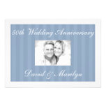 Striped Blue 50th Wedding Anniversary Invitations einladungen