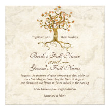 Strudel-Baum-Wurzeln Antiqued Pergament-Hochzeit Individuelle Einladungskarten