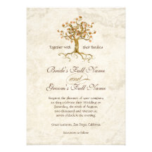 Strudel-Baum-Wurzeln Antiqued Pergament-Hochzeit Individuelle Ankündigungskarte