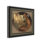 Studieren des Katzen-Lektions-Leinwand-Druckes Galerie Falt Leinwand