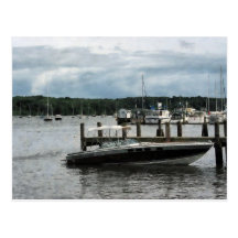 Stürmischer Tag am Hafen Essex CT Postkarte