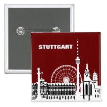 Stuttgar Stadt Skyline - Button / Anstecker / Pin