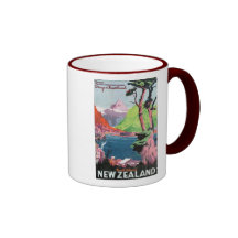 Südinsel-Neuseeland-Reise-Plakat Kaffeehaferl