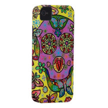 Sun-Blumen-Schmetterlings-Zuckerschädel iPhone 4 Cover