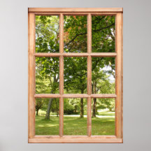 Sun durch die Baum-Ansicht von einem Fenster Plakatdruck