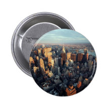 Sun stellt auf New York City Stadt-scape Ansicht e Buttons