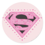 Supergirl beunruhigte Logo-Schwarzes und Rosa aufkleber