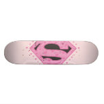 Supergirl beunruhigte Logo-Schwarzes und Rosa skateboards