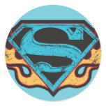 Supergirl blaues Logo mit Flammen aufkleber