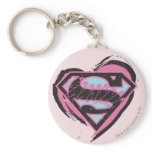 Supergirl rosa Logo im Herzen schlüsselanhänger