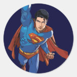 Supermann, der vorwärts fliegt runder aufkleber