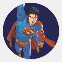 Supermann, der vorwärts fliegt runder aufkleber