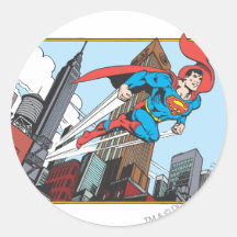 Supermann u. Wolkenkratzer Runder Sticker