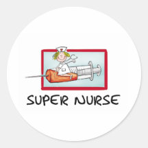 supernurse - humorvolle Cartoon-Krankenschwester a Runde Aufkleber
