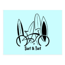 Surfbretter u. Fahrrad Postkarten