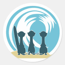 Surfender meercats Cartoon, der die Wellen No.2. a Runder Sticker
