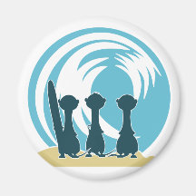 Surfender meercats Cartoon, der die Wellen No.2. a Kühlschrankmagnet