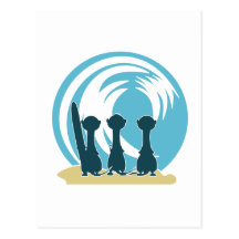Surfender meercats Cartoon, der die Wellen No.2. a Postkarten