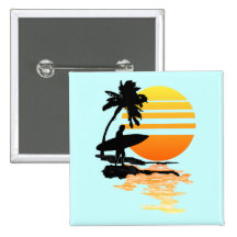 Surfender Sonnenaufgang Anstecknadelbuttons
