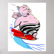 surfendes Schwein Posterdrucke
