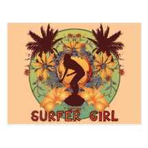 Surfer-Mädchen Postkarten