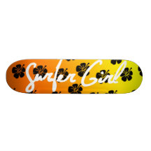 Surfer-Mädchen-Skateboard in der Orange Bedrucktes Skateboard