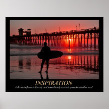 Surfer-Sonnenuntergang-Inspirations-Plakat