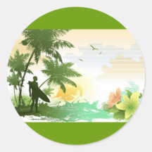 Surfer-Thema Runder Sticker