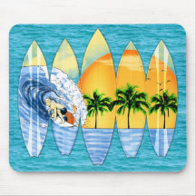 Surfer und Surfbretter Mousepad