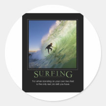 Surfing_Demotivational Plakat Runder Sticker