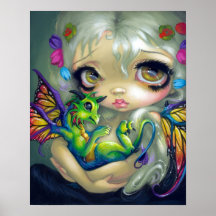 Süße Dragonling IV KUNST-DRUCK-Drachefee NIEDLICH Plakat